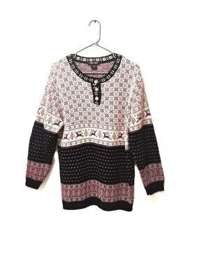 VTG Reindeer Fair Isle Knit Sweater Made in Canada Après-Ski Scandi Cabincore